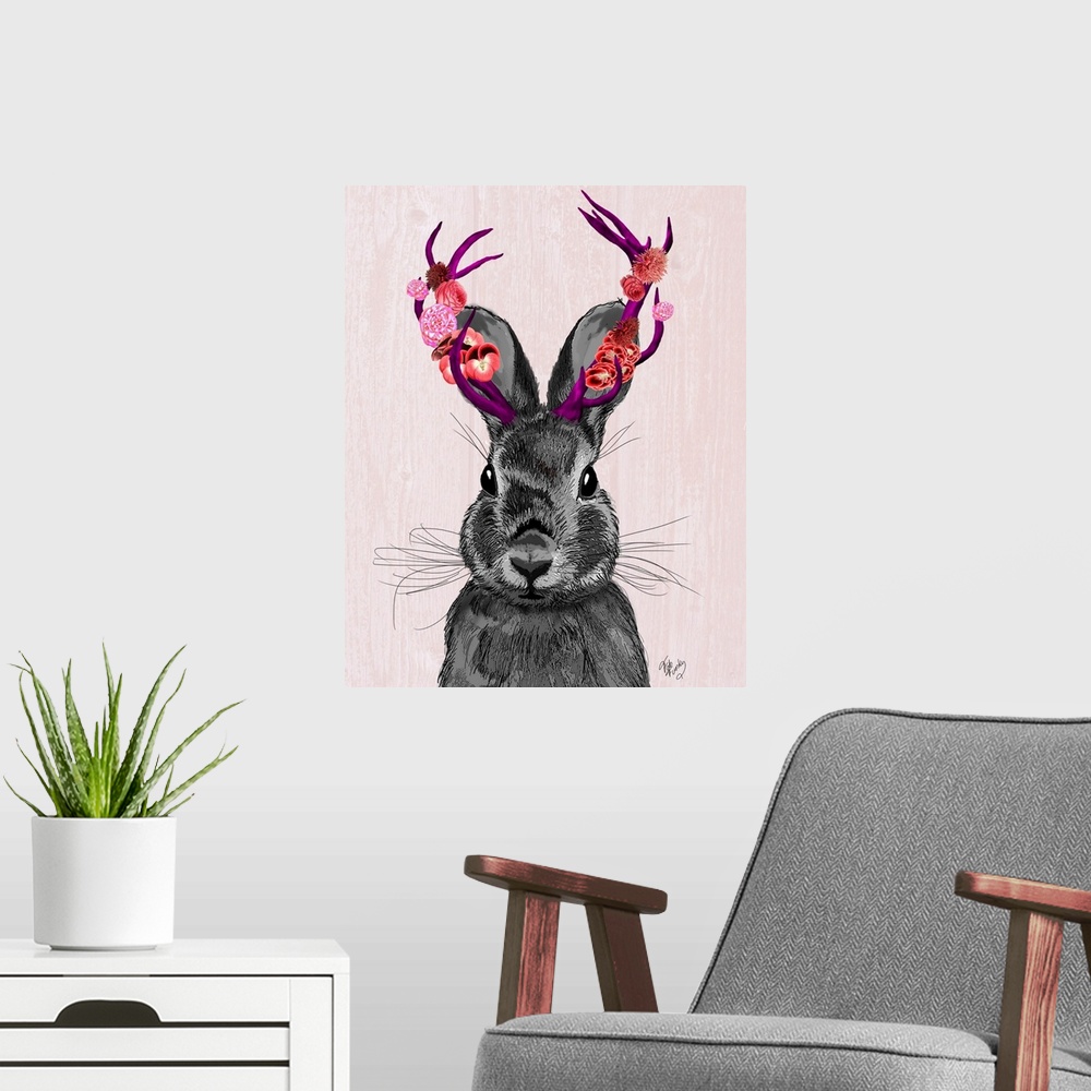 A modern room featuring Jackalope with Pink Antlers