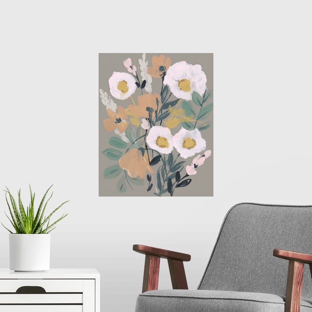 A modern room featuring Jumbled Flowers I
