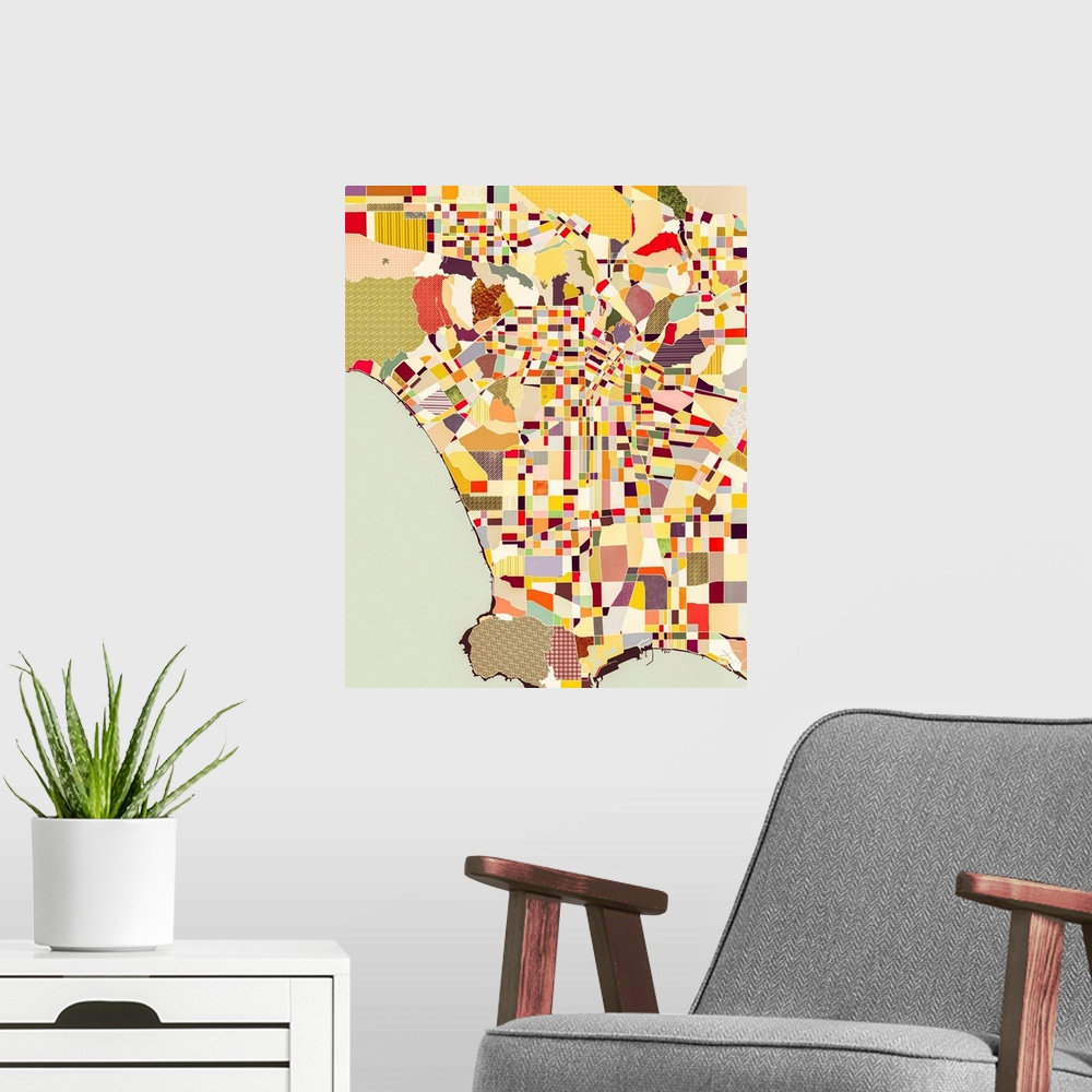 A modern room featuring Modern Los Angeles Map