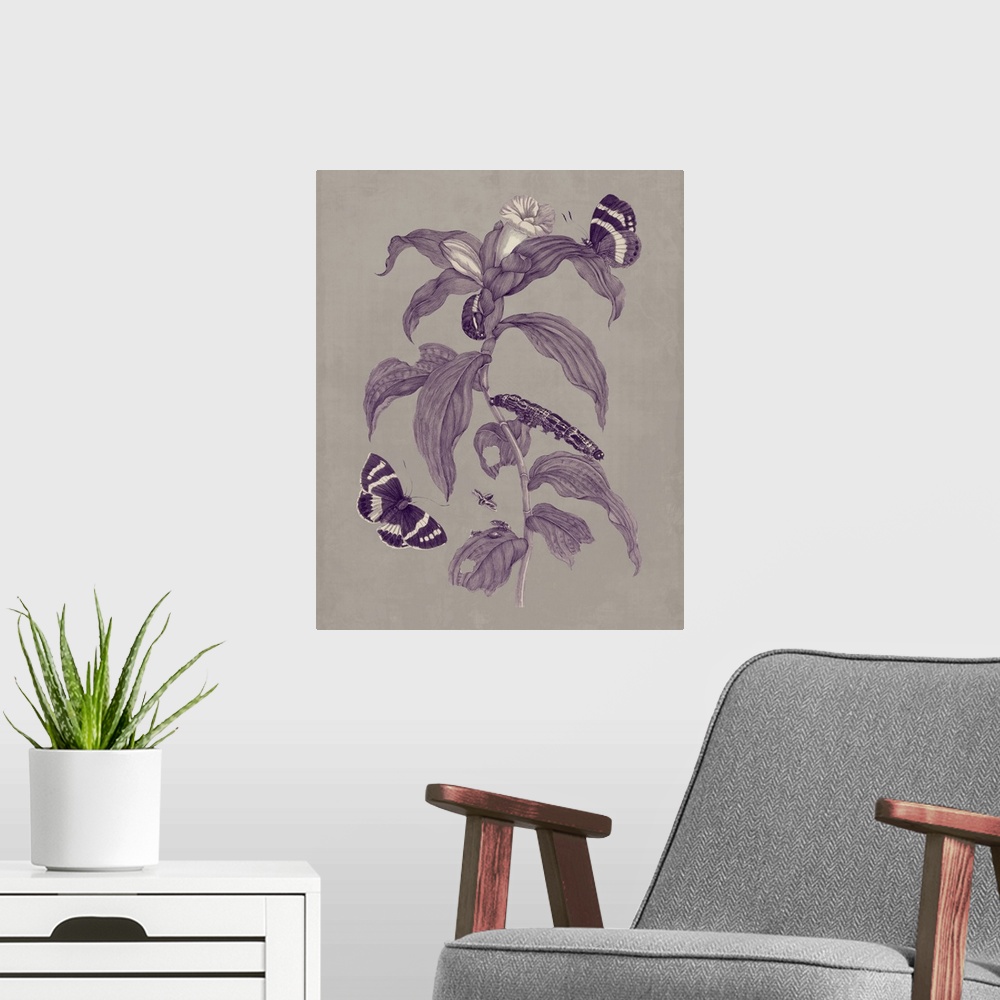 A modern room featuring Nature Study in Plum and Taupe I