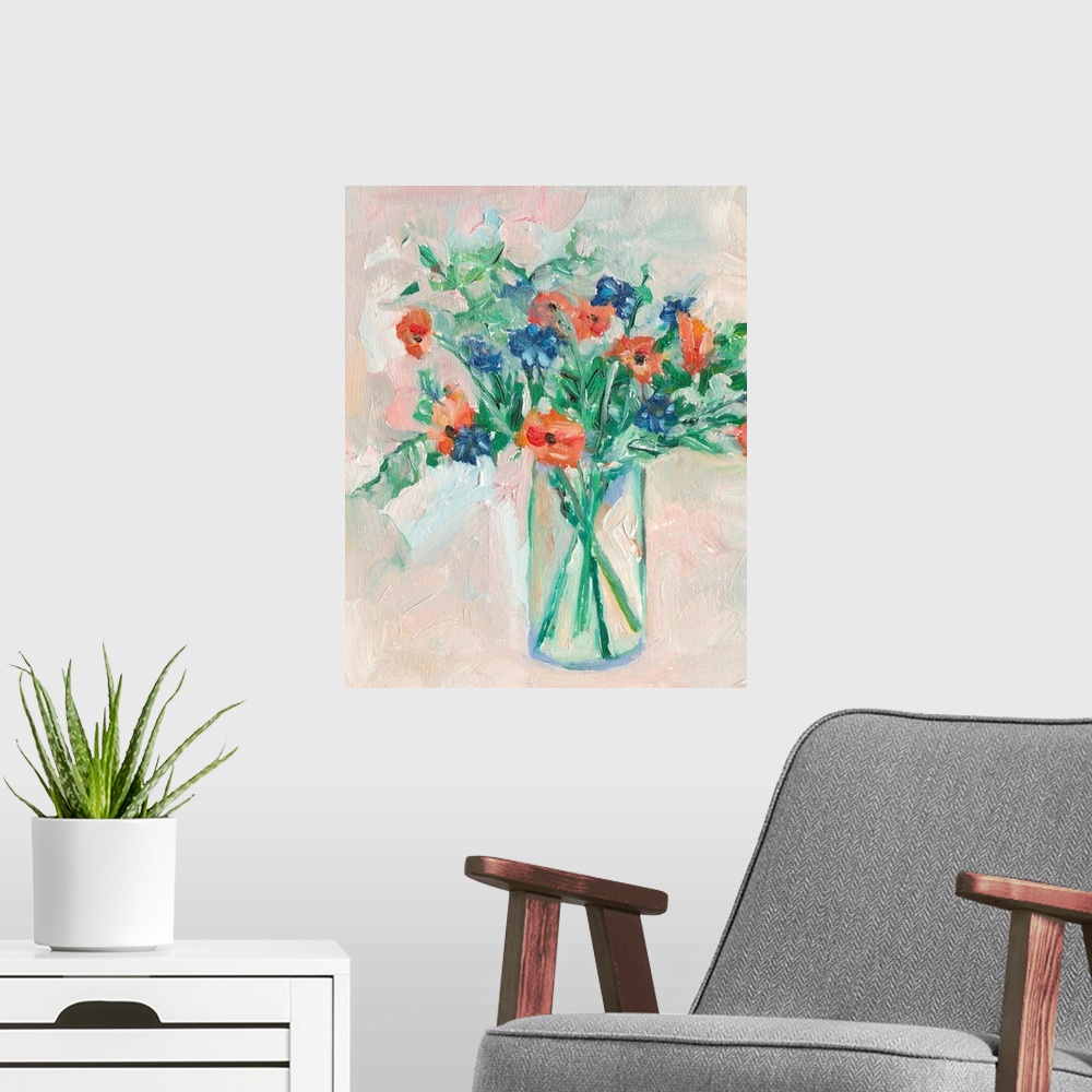 A modern room featuring Painterly Soft Bouquet II