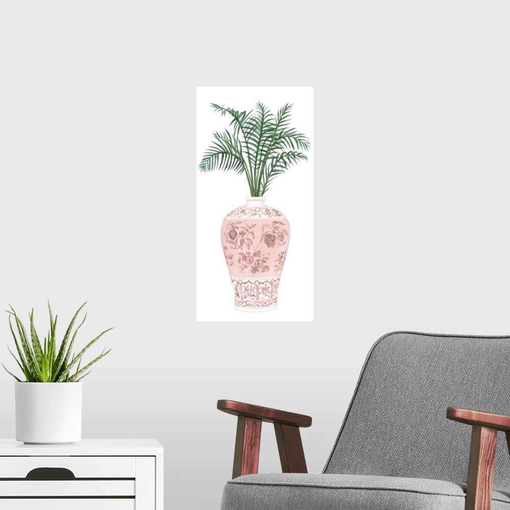 A modern room featuring Palms In Pastel Vase II