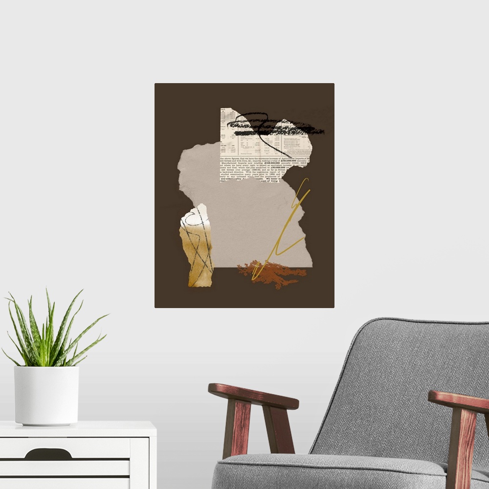 A modern room featuring Paper Collage I
