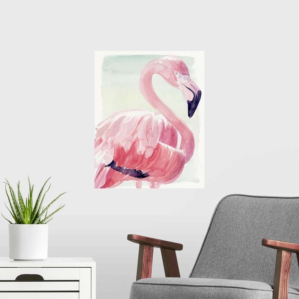 A modern room featuring Pastel Flamingo II