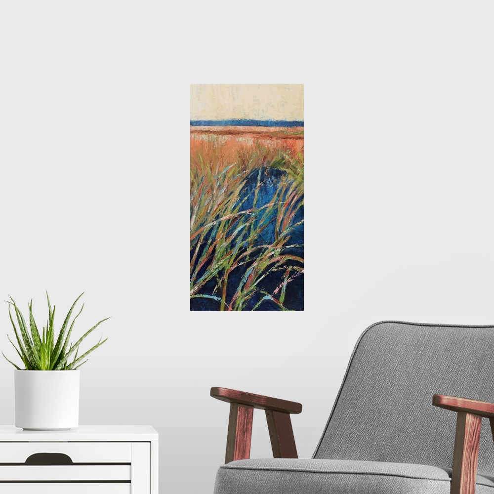 A modern room featuring Pastel Wetlands I