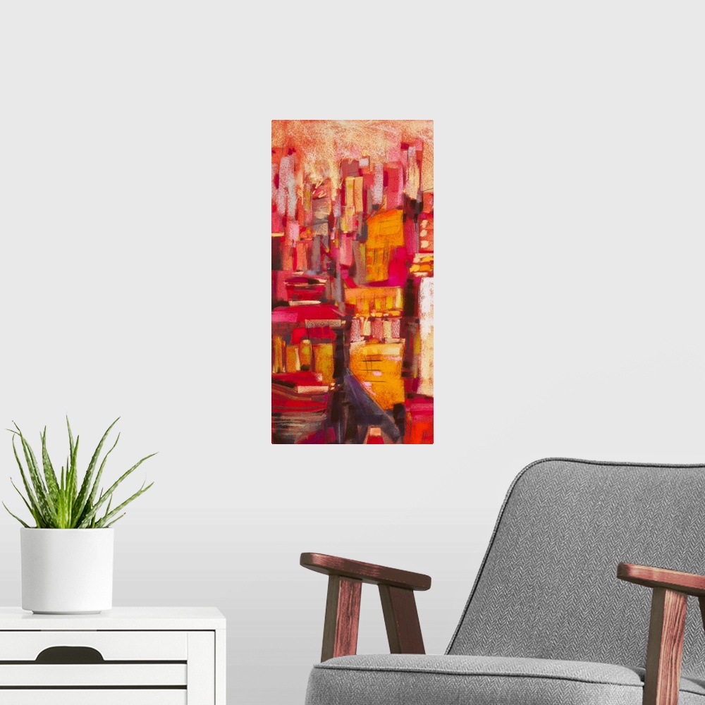 A modern room featuring Pink City Sunrise I