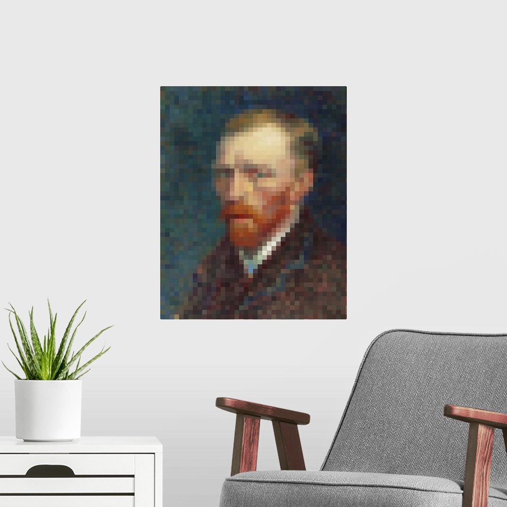 A modern room featuring Pixelated Van Gogh