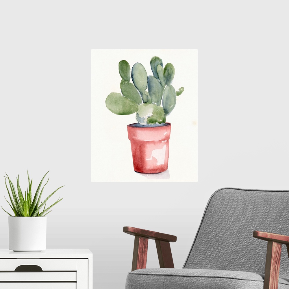 A modern room featuring Potted Succulent I