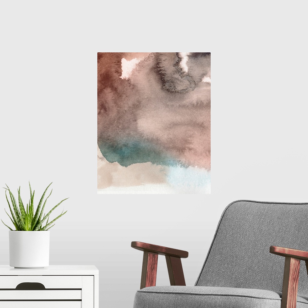 A modern room featuring Red Ochre Abstract I