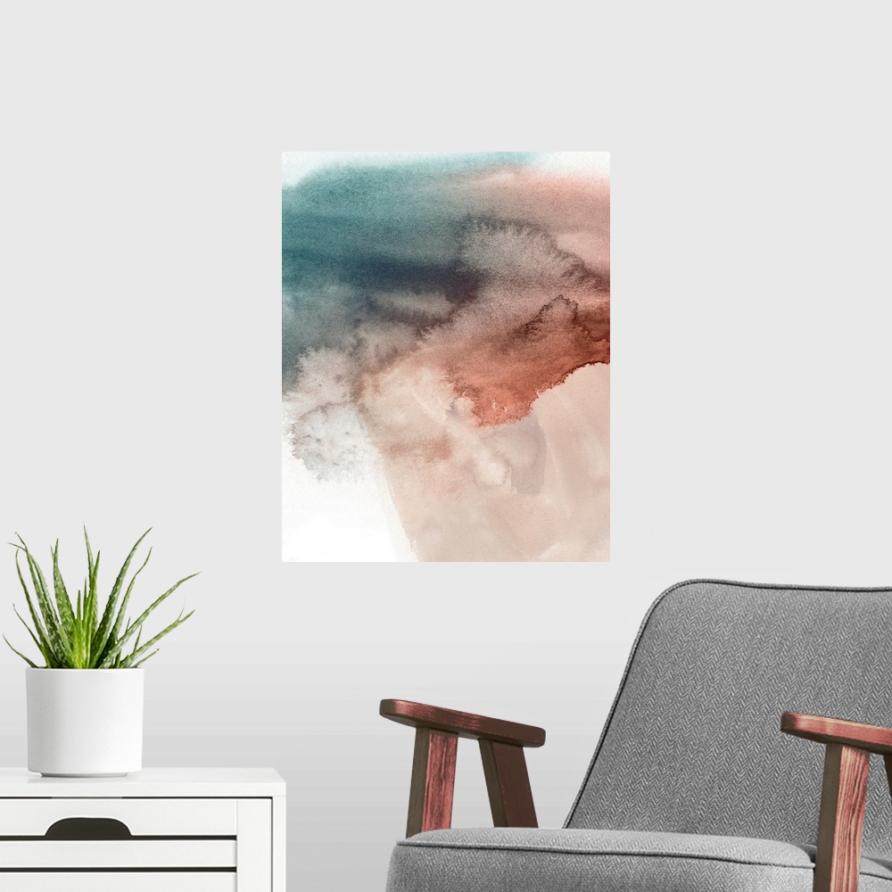 A modern room featuring Red Ochre Abstract III