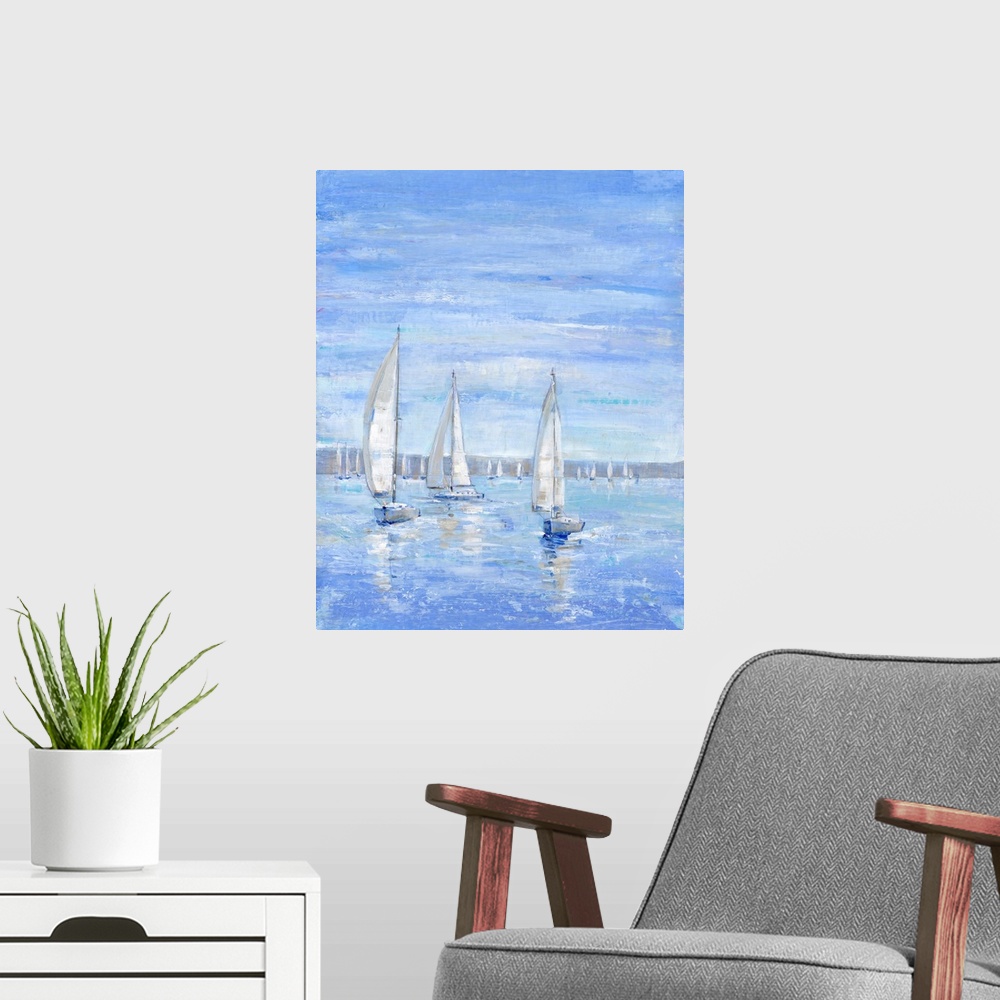 A modern room featuring Sailing Close To The Wind II