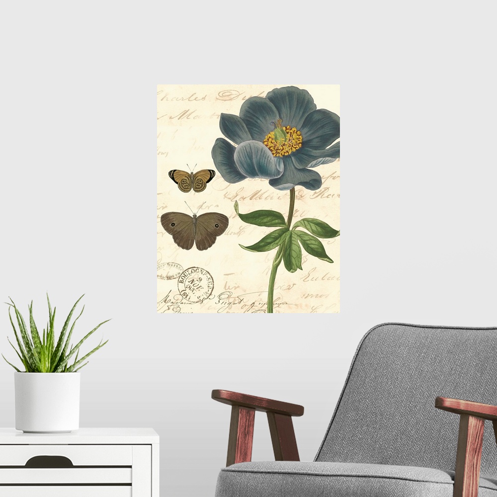 A modern room featuring Small Vintage Floral I