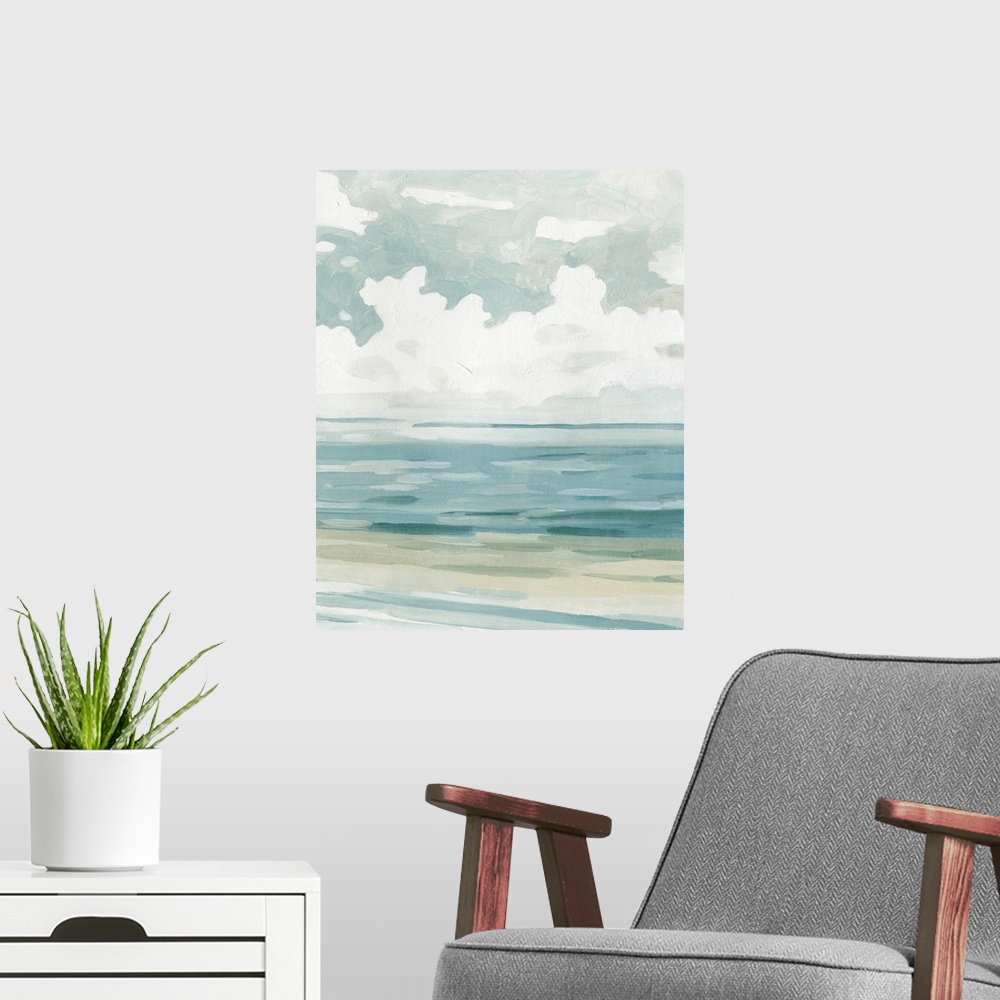 A modern room featuring Soft Pastel Seascape II