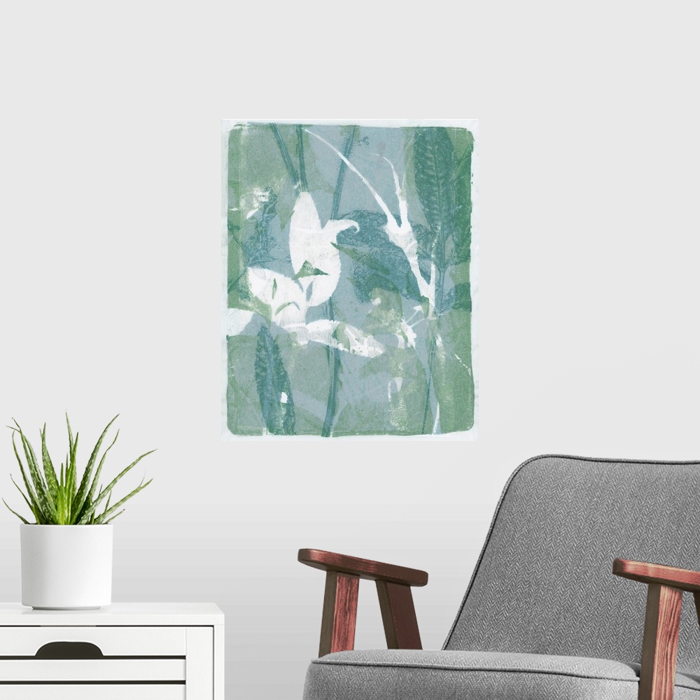 A modern room featuring Subtle Sage Flora I