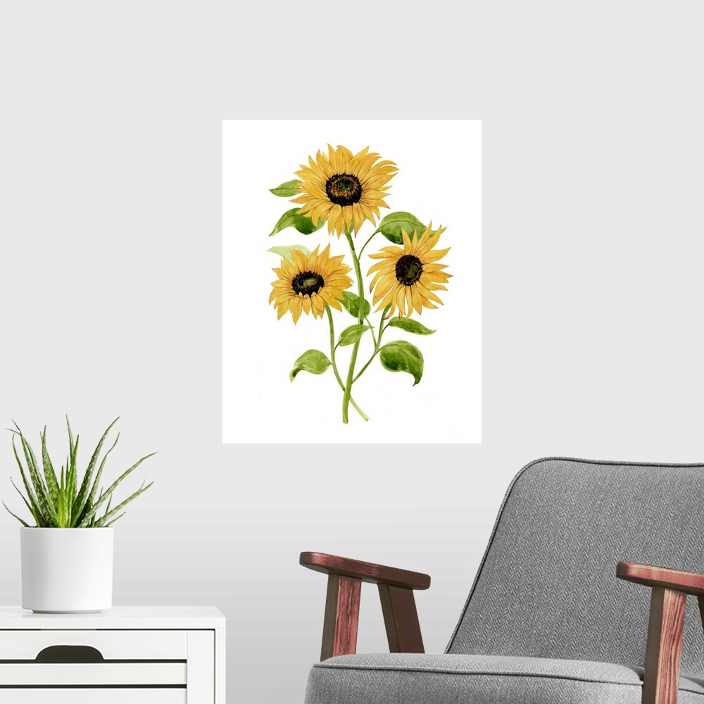A modern room featuring Sunflower Trio I