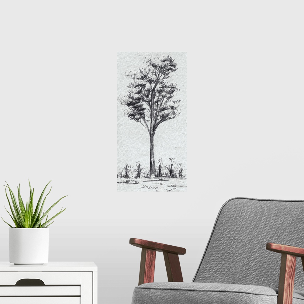 A modern room featuring Tree In The Woods III