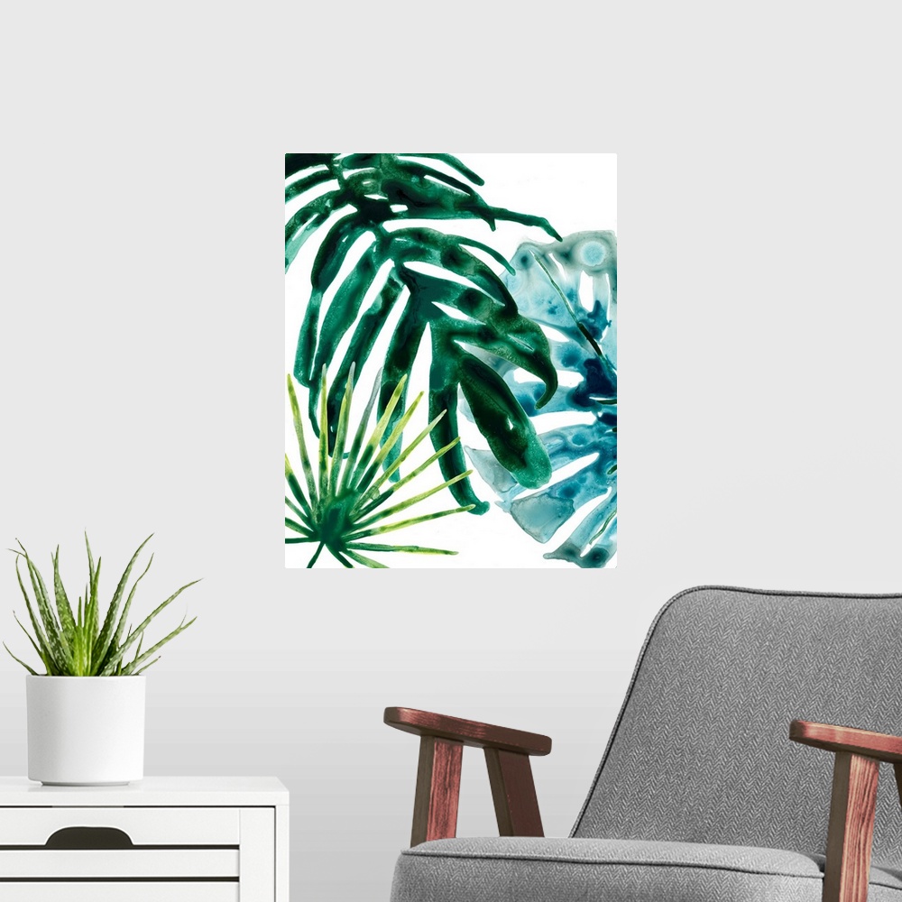 A modern room featuring Tropical Leaf Medley IV