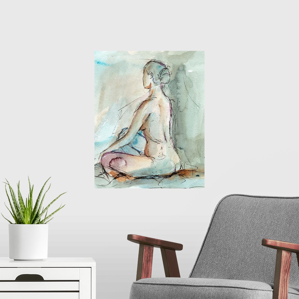A modern room featuring Watercolor Gesture Study II