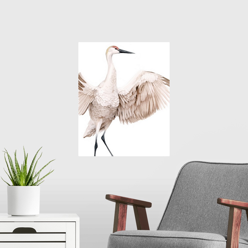 A modern room featuring Whooping Crane I