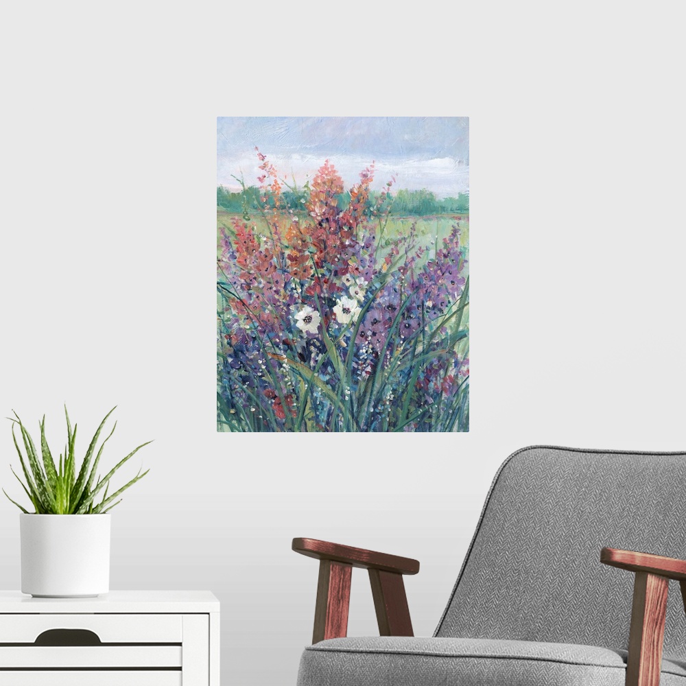 A modern room featuring Wildflowers In Pasture II