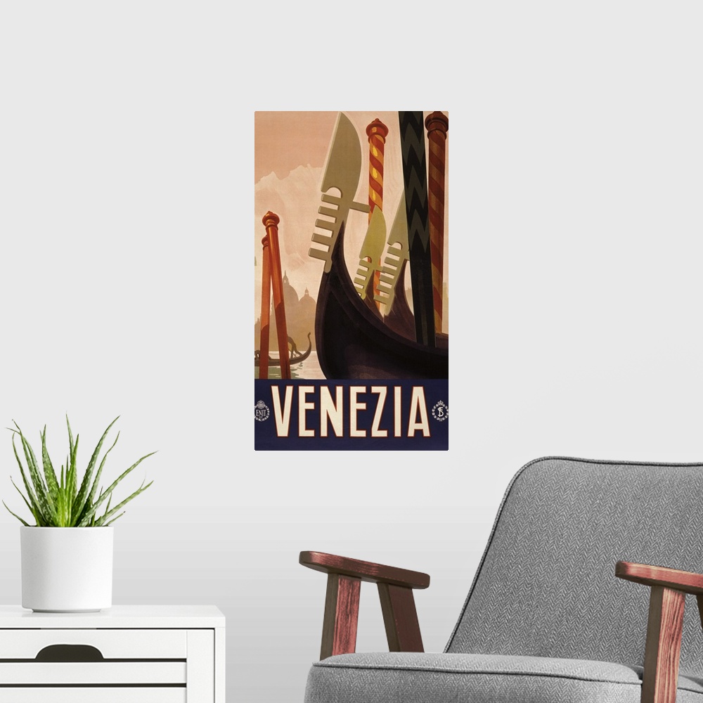 A modern room featuring Venezia - Vintage Travel Advertisement