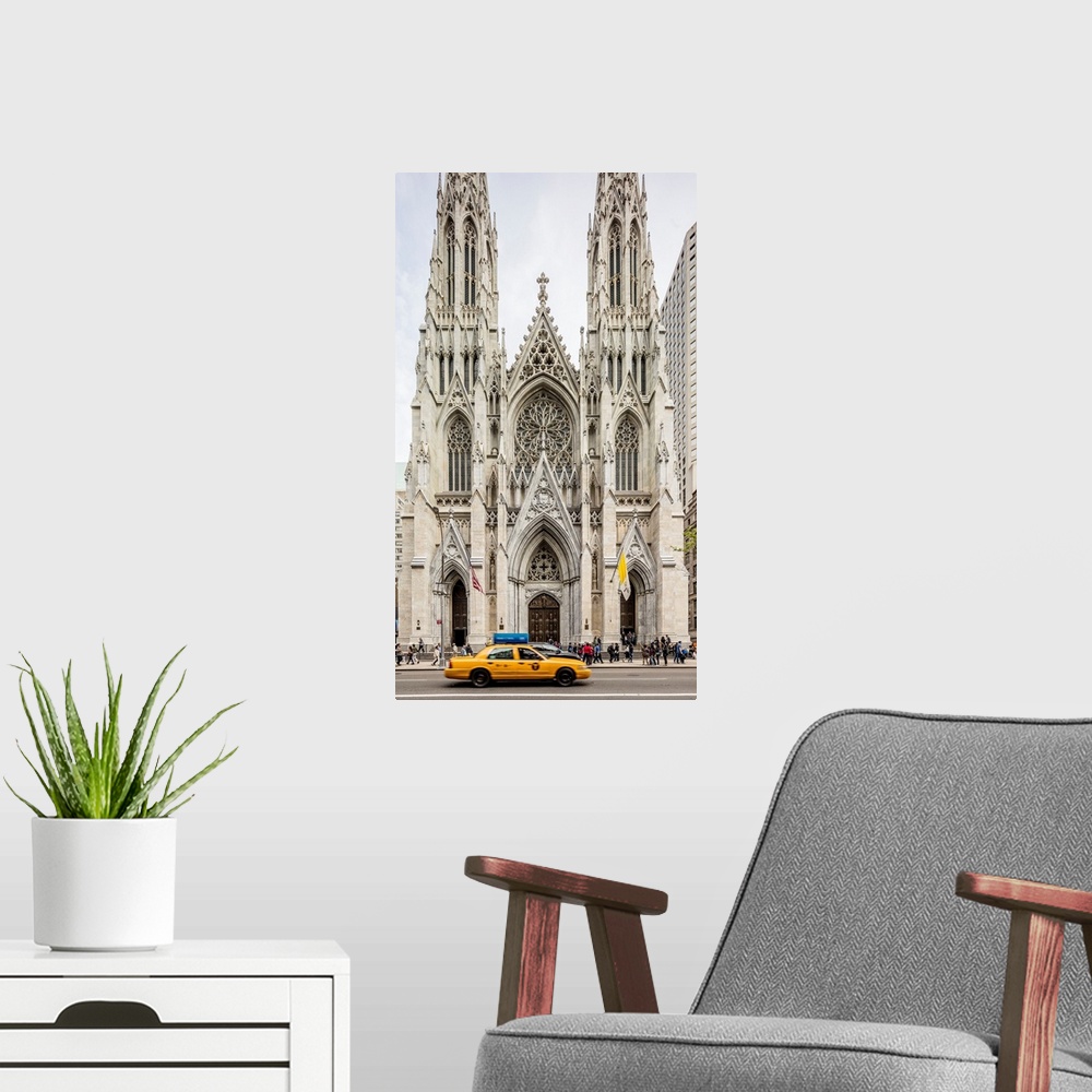 A modern room featuring USA, New York City, Manhattan, Midtown, Fifth Avenue, 5th Avenue, Saint Patrick Cathedral.