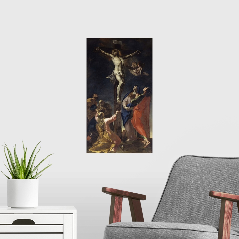 A modern room featuring Crucifixion, By Francesco Polazzo