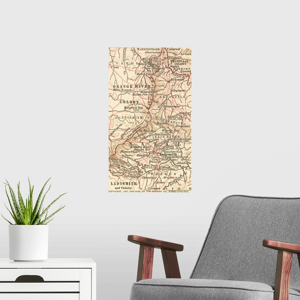 A modern room featuring Ladysmith and Vicinity - Vintage Map