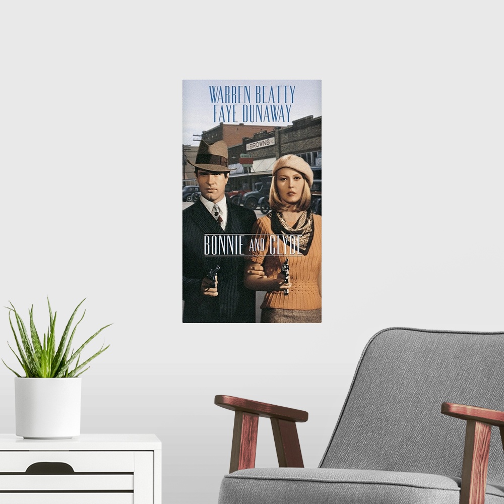 A modern room featuring Based on the biographies of the violent careers of Bonnie Parker (Dunaway) and Clyde Barrow (Beat...