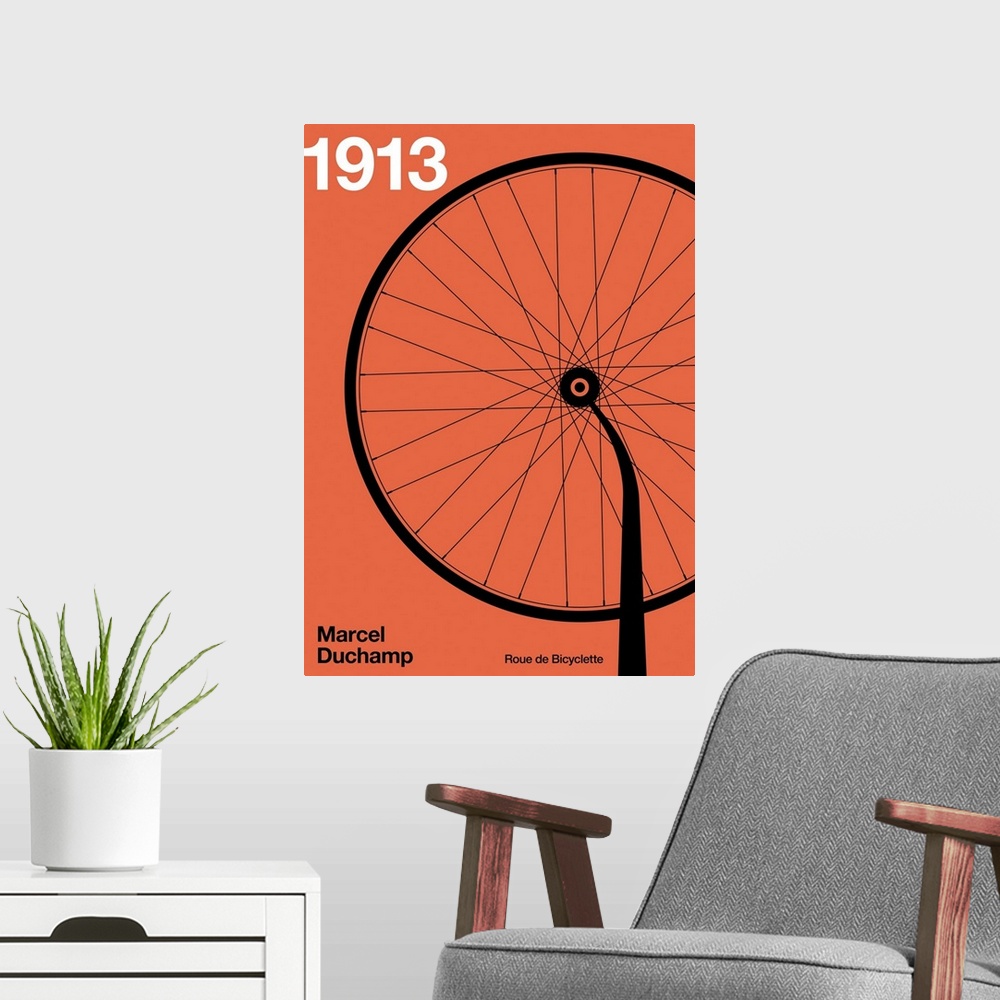 A modern room featuring 1913 Roue De Bicyclette