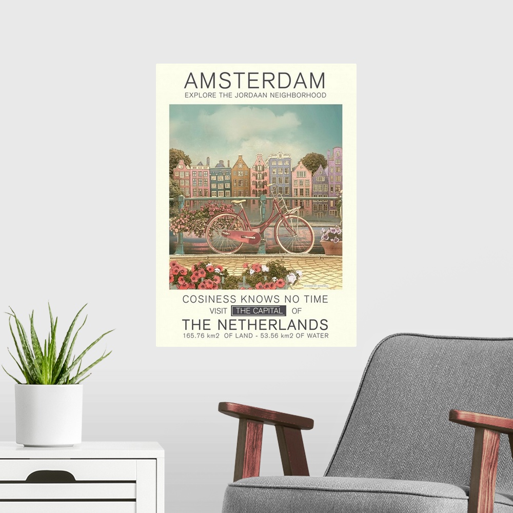 A modern room featuring Amsterdam