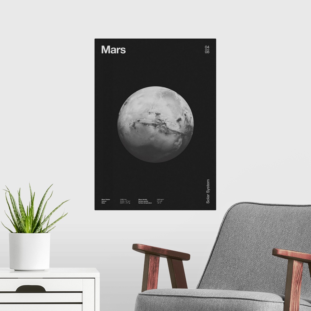 A modern room featuring Mars: Minimal Planets Datas, 2023