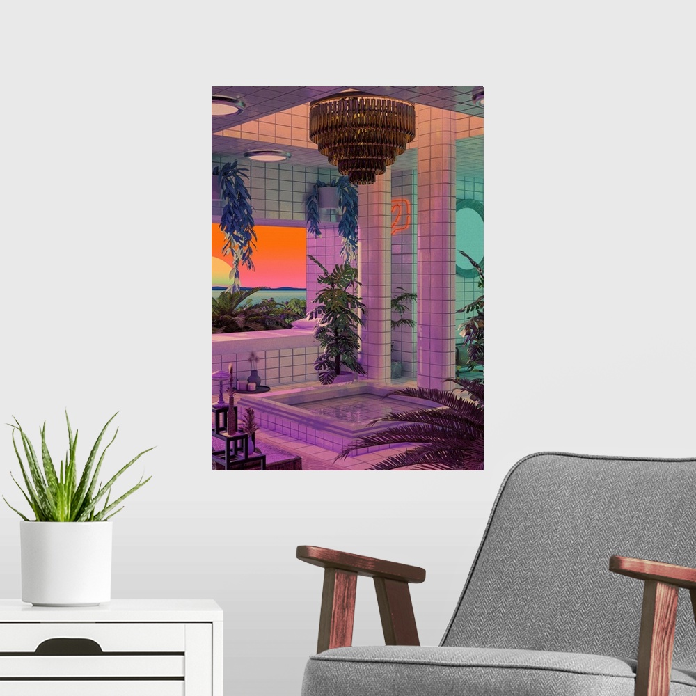 A modern room featuring Purple Haze