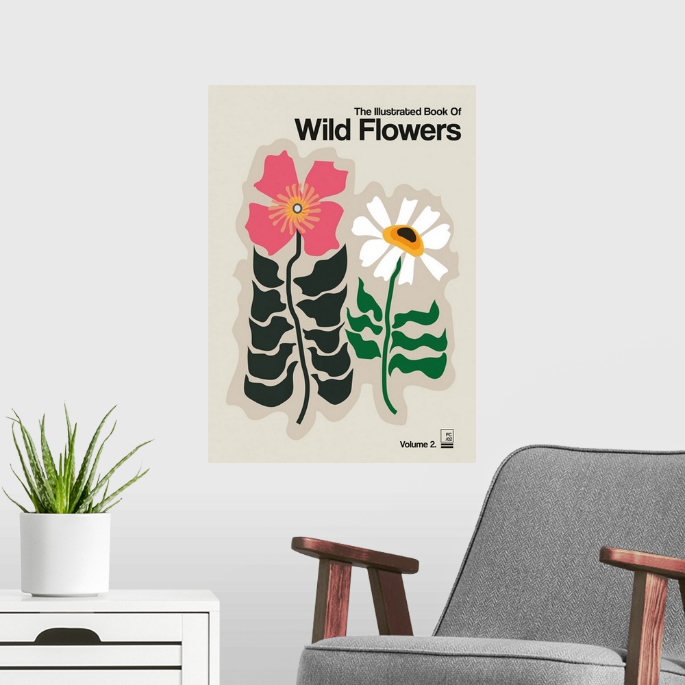 A modern room featuring The Illustrated Book Of Wild Flowers Vol. 2 Grey