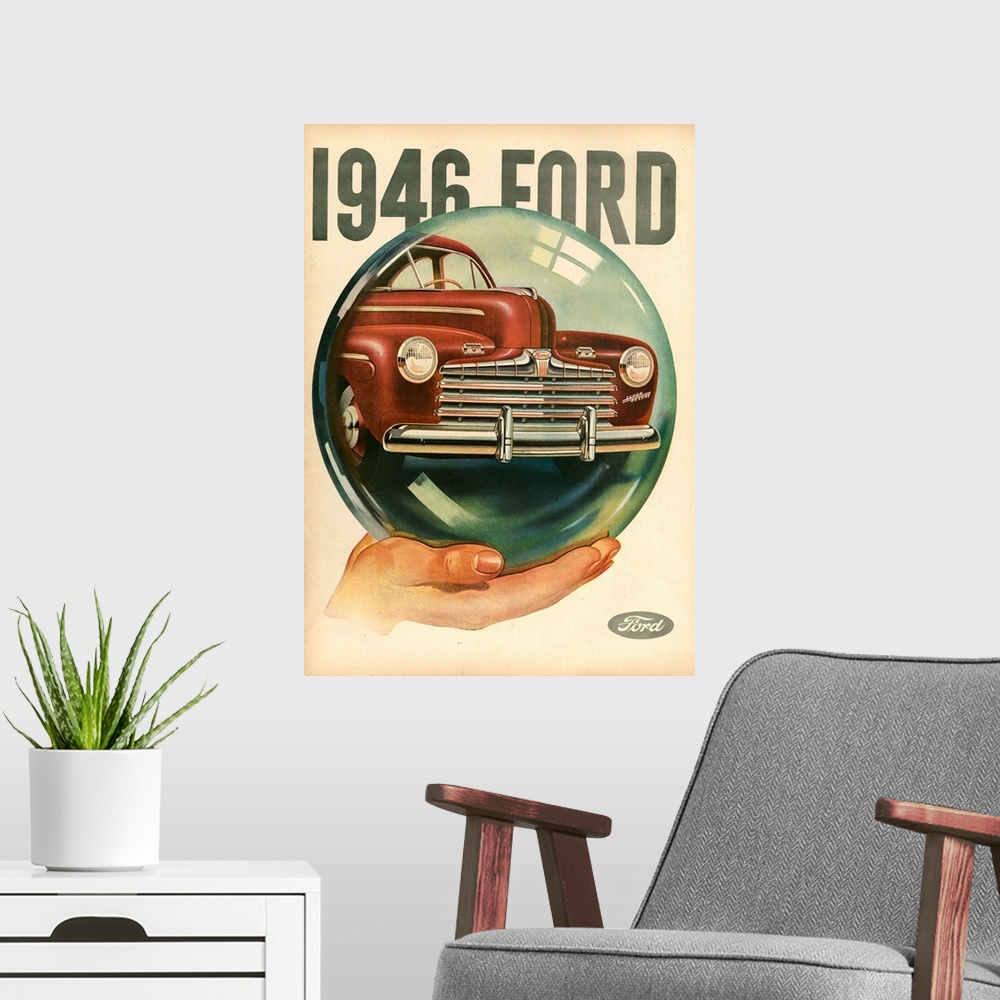 A modern room featuring 1940's USA Ford Magazine Advert