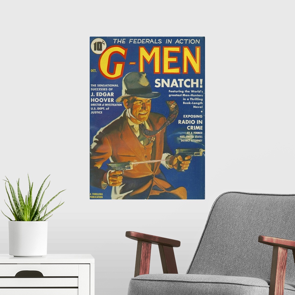 A modern room featuring G-Men GMen GMen.1935.1930s.USA.FBI detectives pulp fiction...