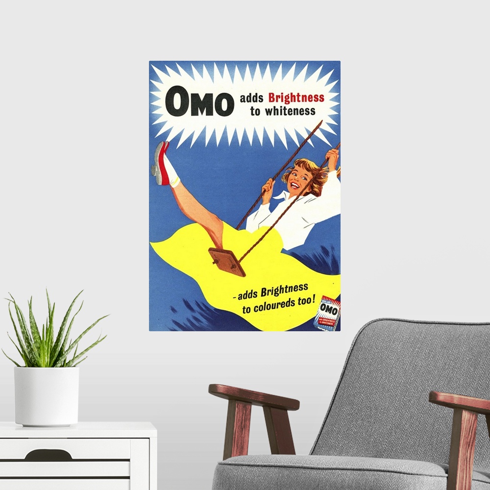 A modern room featuring Omo.1950s.UK.washing powder products detergent...
