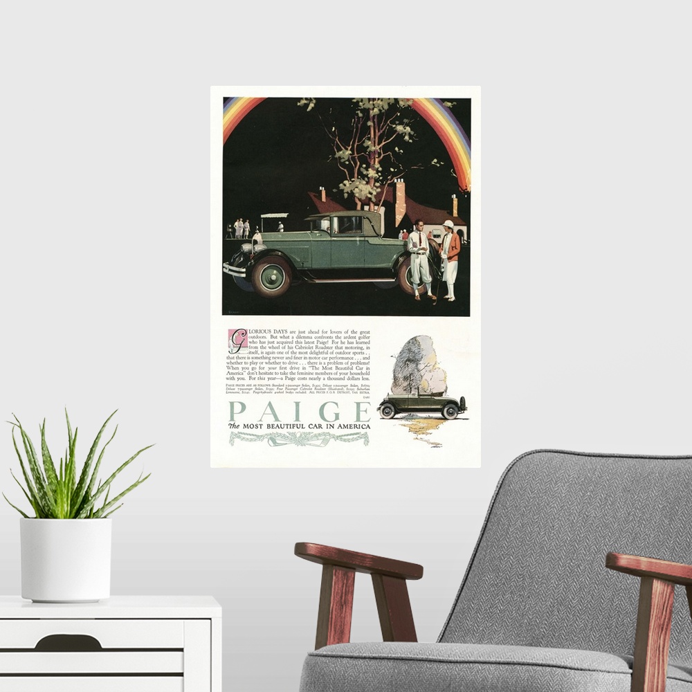 A modern room featuring Paige Automobile Advertisement