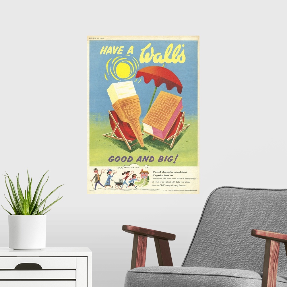 A modern room featuring Wall's.1950s.UK.ice-cream...