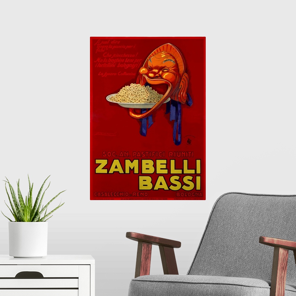 A modern room featuring Zambelli-Bassi Vintage Advertising Poster