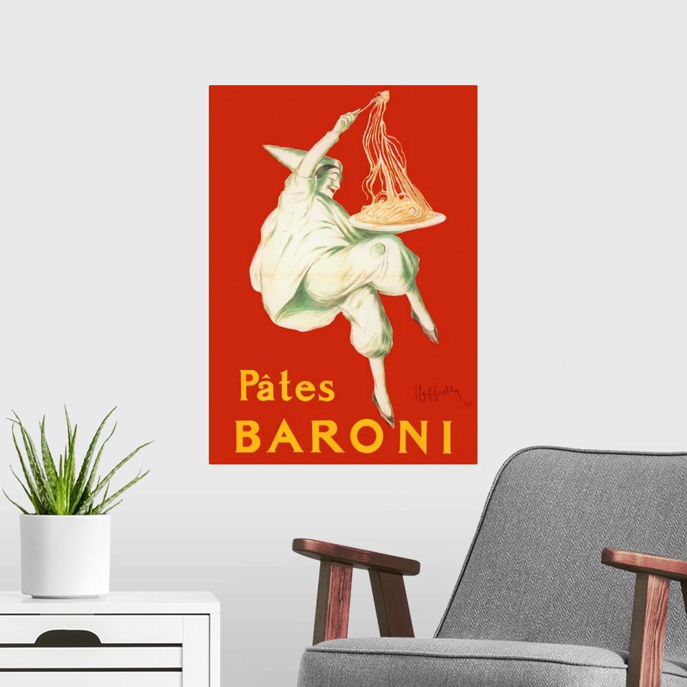 A modern room featuring Baroni - Vintage Pasta Advertisement