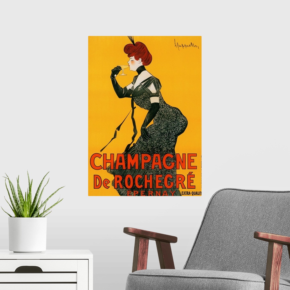 A modern room featuring Champagne de Rochegre - Vintage Advertisement