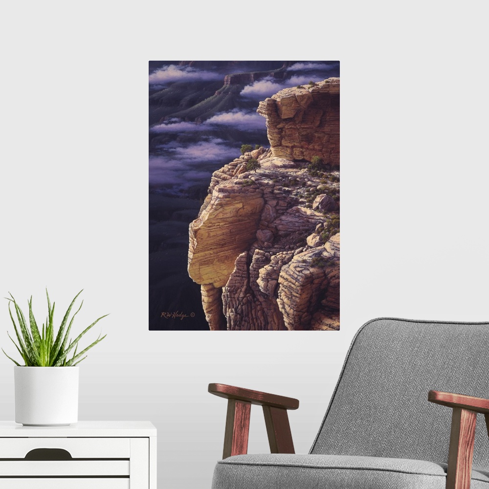 A modern room featuring A treacherous rocky ledge in the Grand canyon.