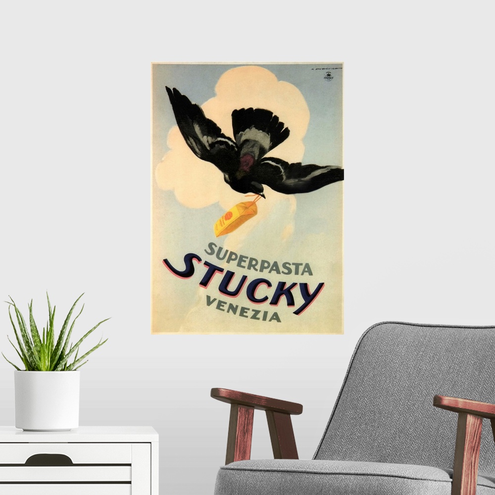 A modern room featuring Stucky Pasta - Vintage Advertisement