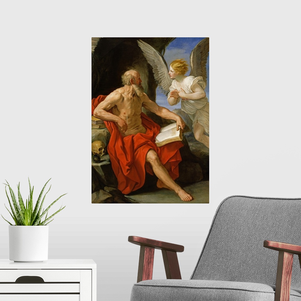 A modern room featuring Angel Appearing to St. Jerome, c.1640