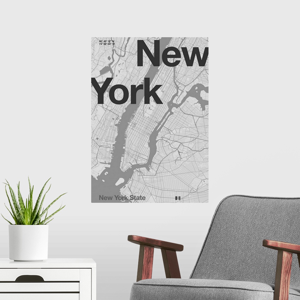 A modern room featuring New York Minimal Map, 2020