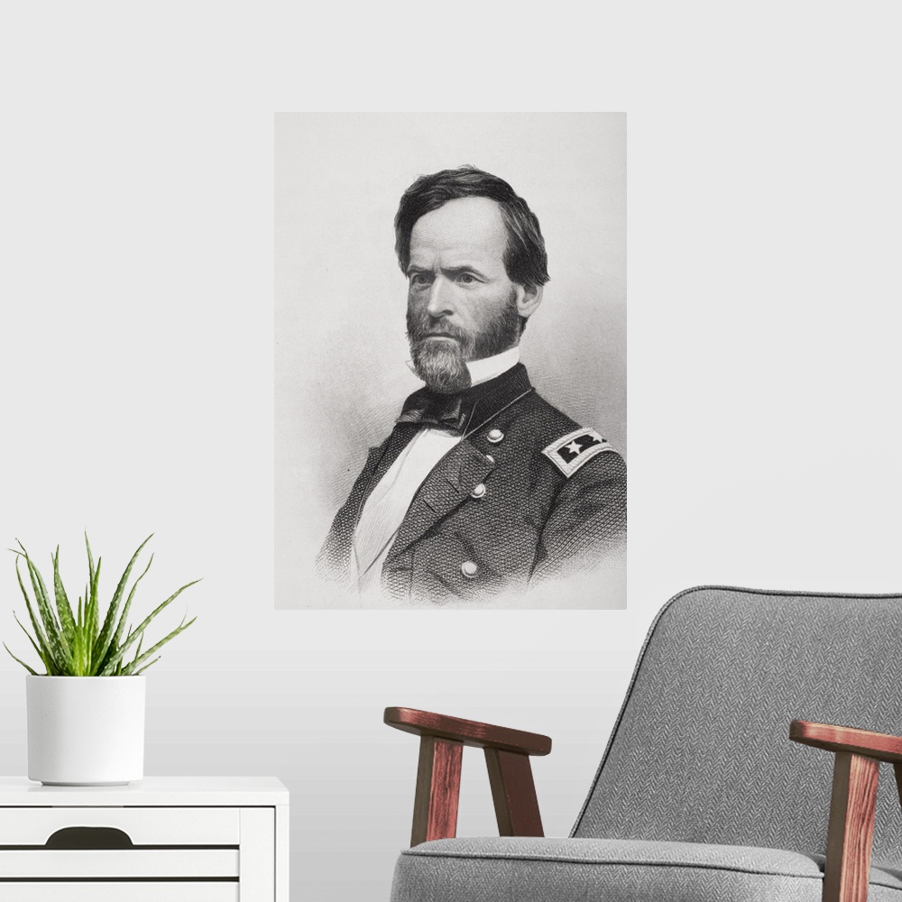 A modern room featuring Portrait of General William Tecumseh Sherman (1820-91)