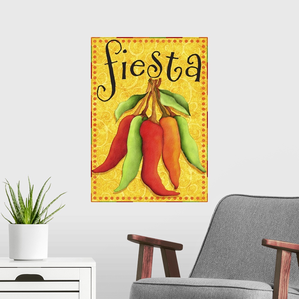A modern room featuring Fiesta time with this bold and sassy chili pepper.