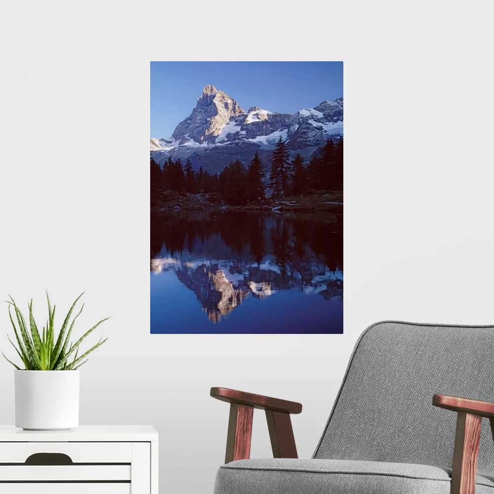 A modern room featuring Italy, Valle d'Aosta, Lago Blu and Monte Cervino (Matterhorn)