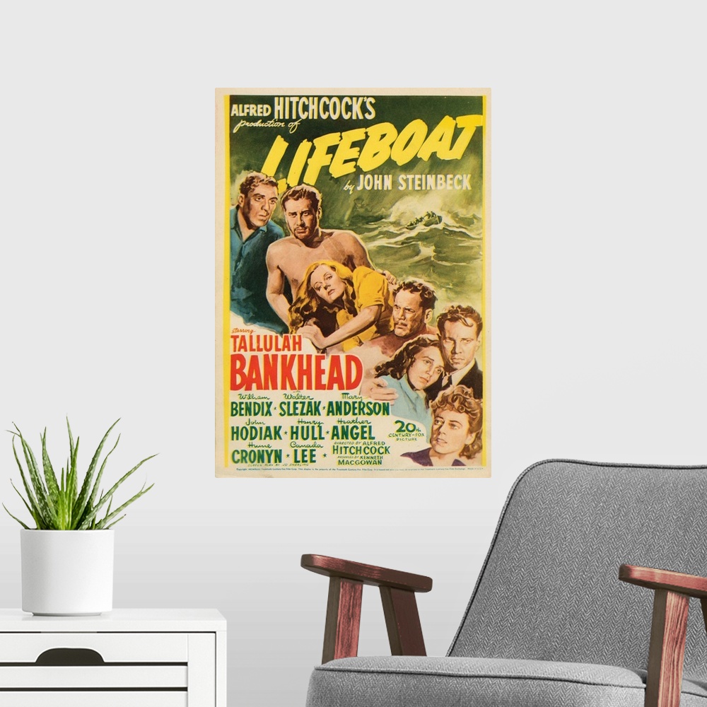 A modern room featuring Lifeboat, Poster, From Left: William Bendix, John Hodiak, Tallulah Bankhead, Henry Hull, Mary And...